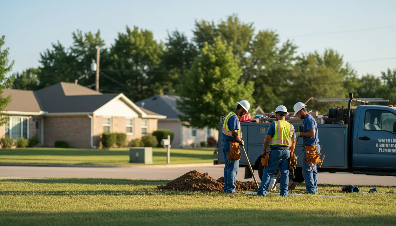 Residential water line and bathroom plumbing service in Avery, TX
